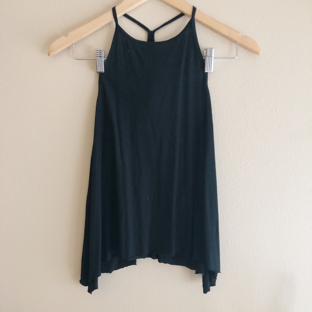 Black high neck, t-back spaghetti strap top